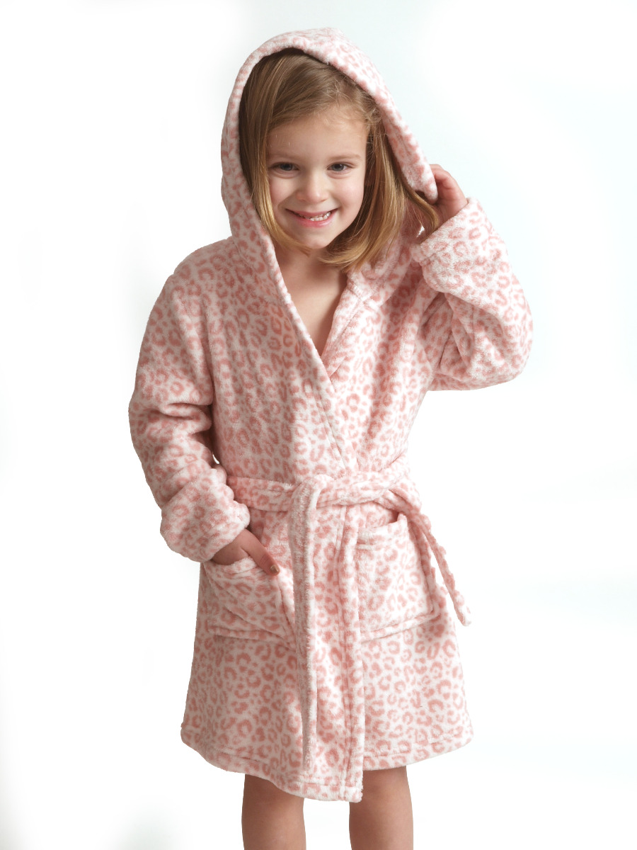 Roze kinderbadjas panter - fleece-104