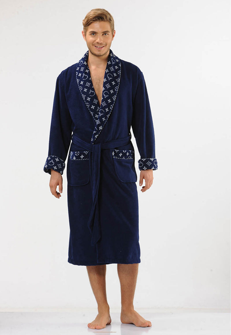 Bamboe badjas heren blauw-2xl