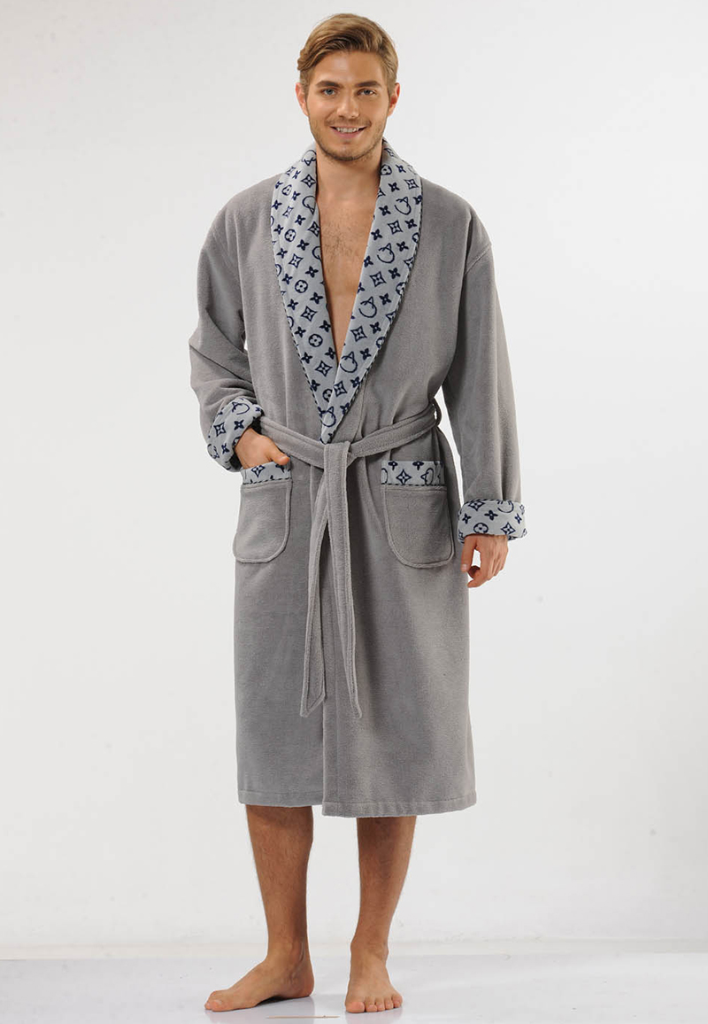 Bamboe badjas heren grijs-2xl