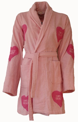 Hartjes badjas / All over sweetheart - One Size Kort