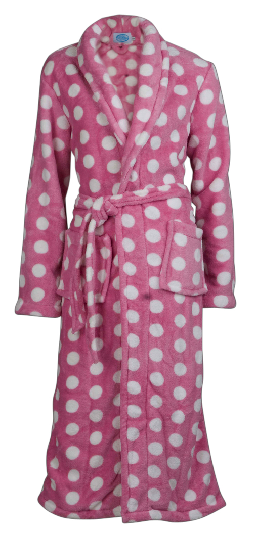 Pink dottie / Dames badjas - L/XL
