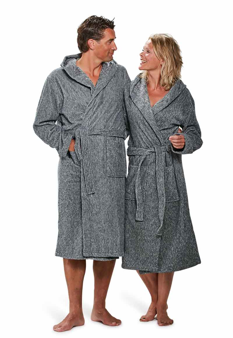 Grijze badjas hooded-m/l