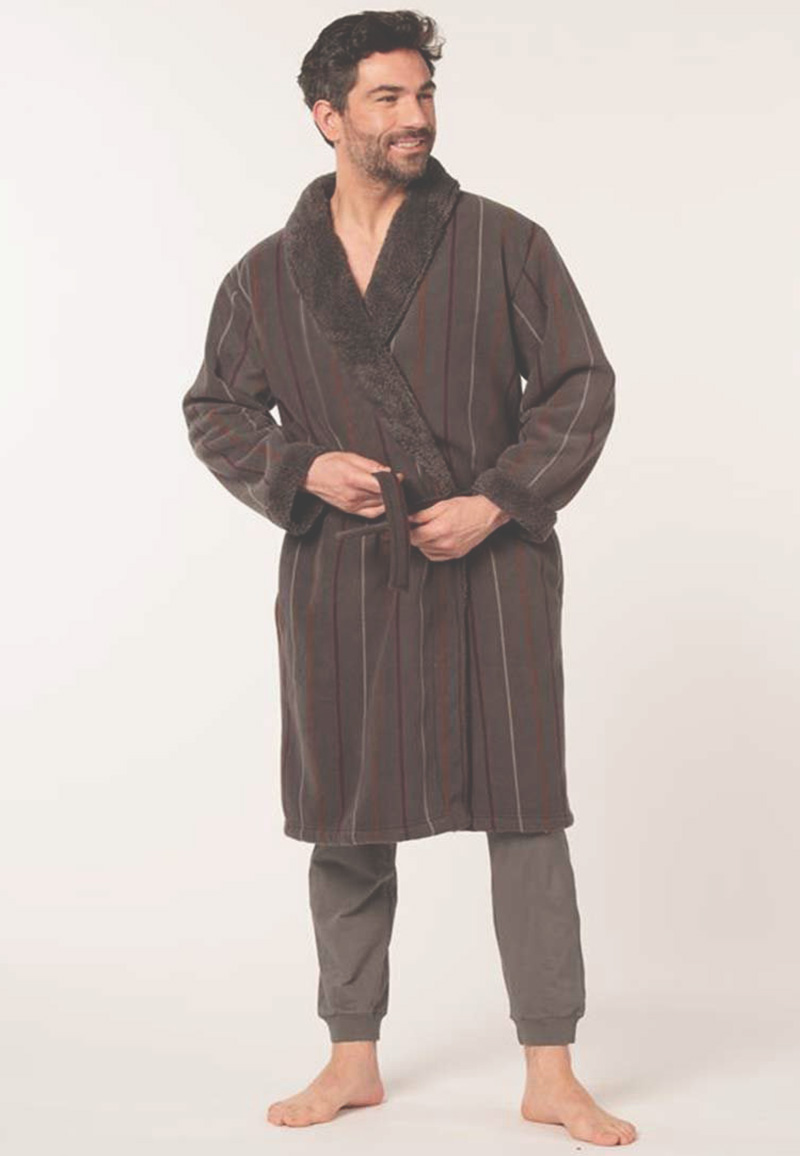 Taupe badjas heren met luxe voering-2xl