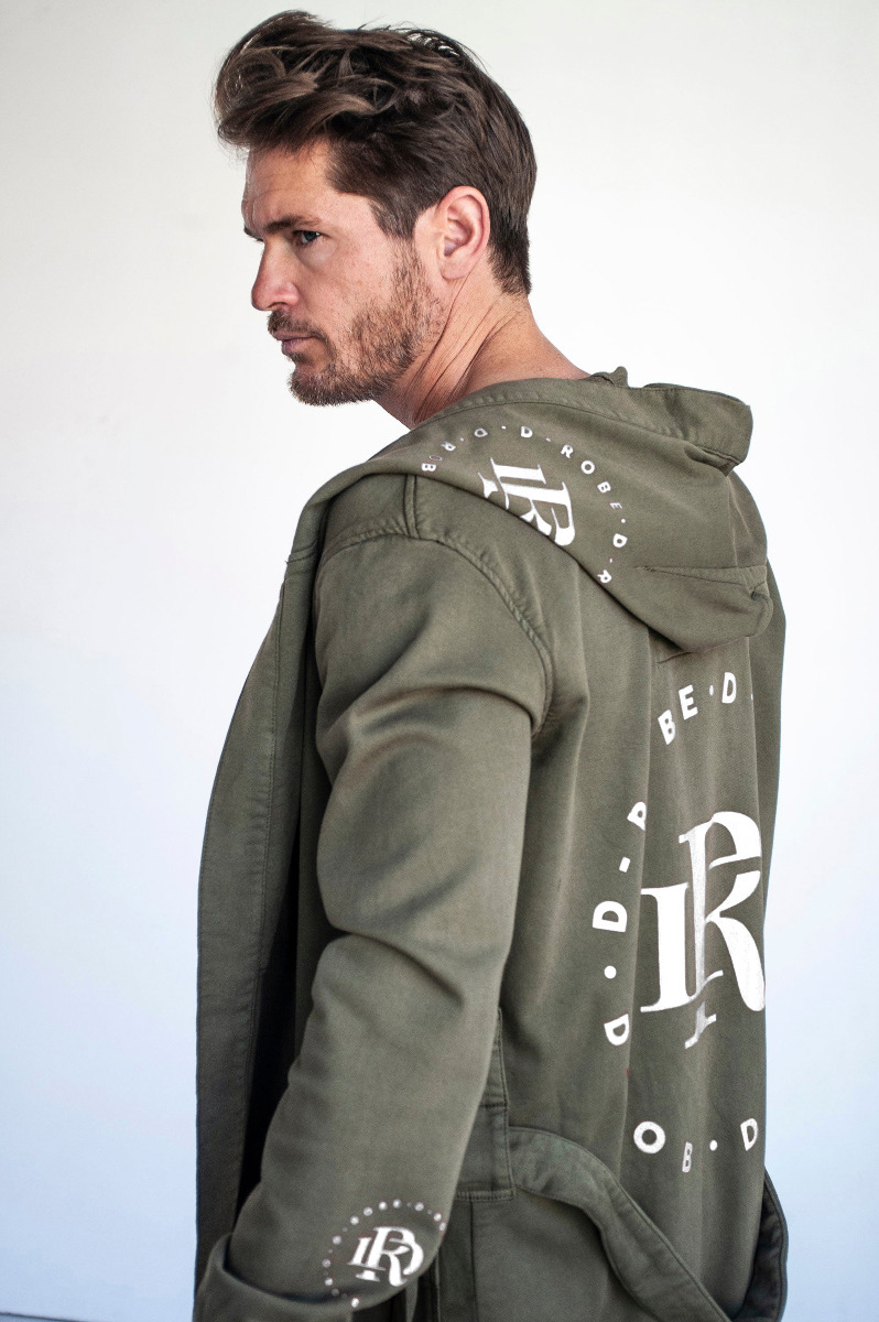 D-Robe badjas met capuchon - groen (witte bedrukking)-2xl