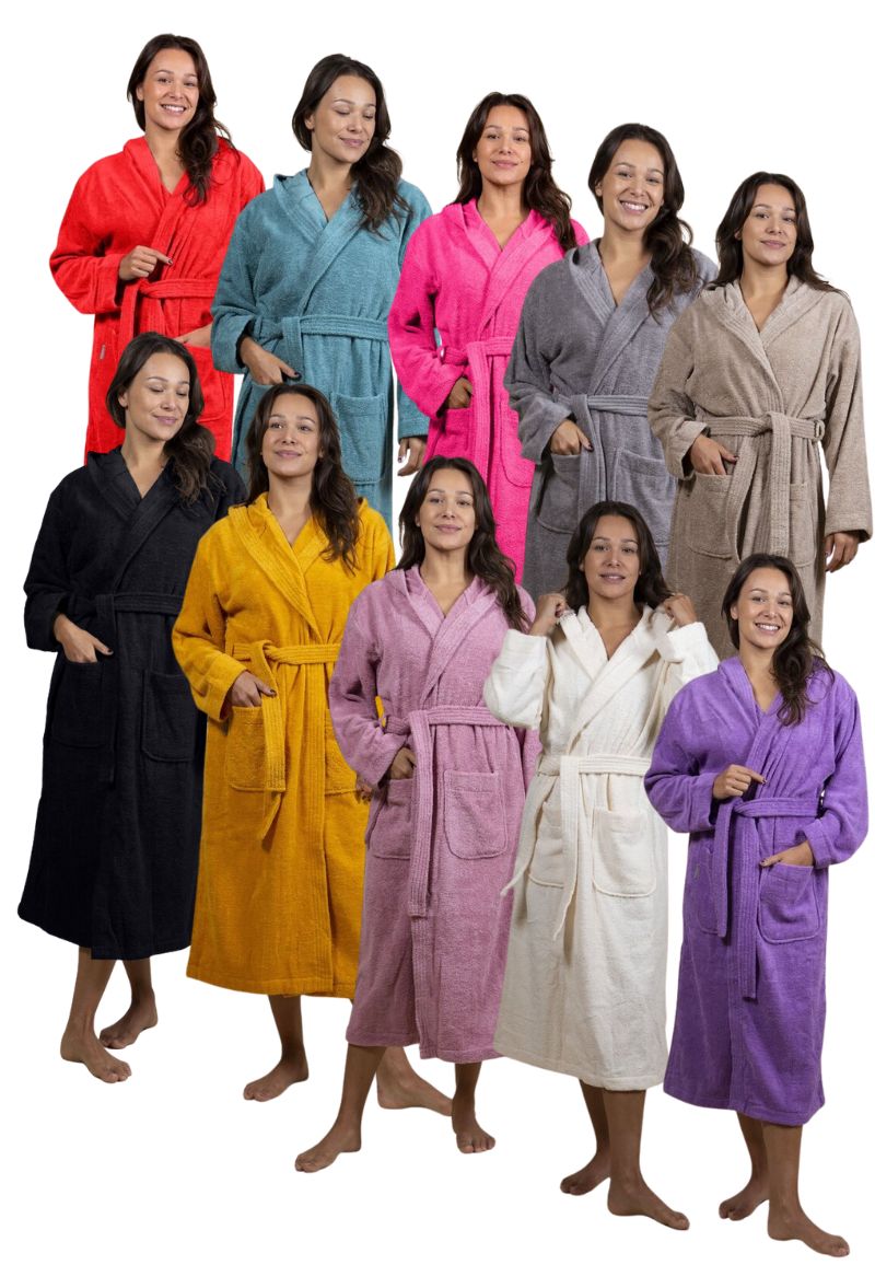 Cozylion capuchon badjassen - badstof katoen - unisex-s/m-grijs