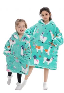 Kindersnuggie fleece met hoodie – alpaca