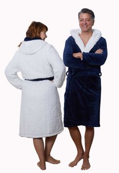 Navyblauwe badjas sherpa - unisex