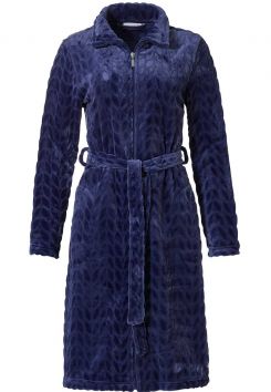Pastunette donkerblauwe korte damesbadjas - fleece 
