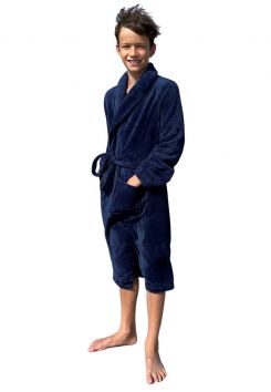 Kinderbadjas marineblauw fleece