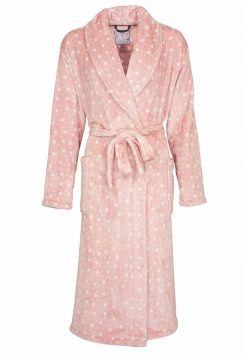 Sterren damesbadjas roze - fleece
