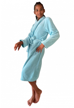 Kinderbadjas lichtblauw fleece - Relax Company