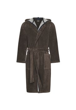 Bruine heren badjas met capuchon – katoen - Cawo