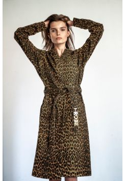D-Robe luxe badjas met capuchon - panter - groen
