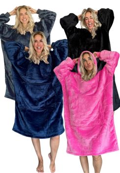 EXTRA LANGE plaid met mouwen – fleece – Badrock