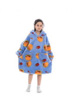 Plaid met mouwen - kind - fleece – hamburgers & frietjes