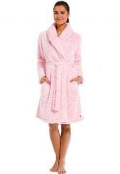 Korte fluffy fleecebadjas roze - Rebelle