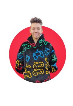 Plaid met mouwen – kind – fleece – gamen - Badrock