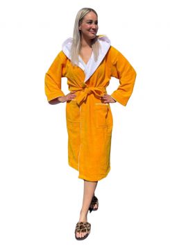 Badjas geel met capuchon – sauna – Relax Company