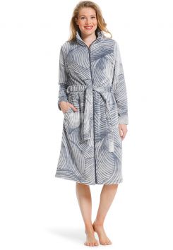 Rits badjas dames bladmotief – fleece - Pastunette