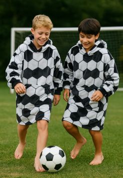 Plaid met mouwen – kind – fleece – voetbal - Badrock