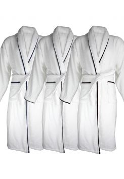 Luxe badjas met piping – velours katoen – The One Towelling