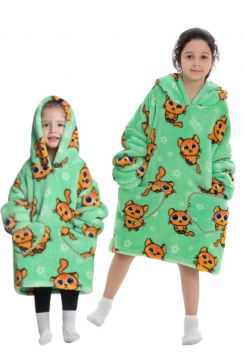 Kindersnuggie fleece met hoodie – katjes