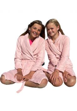 Meisjes kinderbadjas oud roze fleece