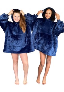 Blauwe kindersnuggie fleece met hoodie