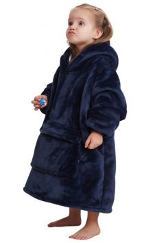 Blauwe kindersnuggie fleece - mt. 104 t/m 134