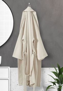 Kimono wafelstructuur - 100% katoen - zand