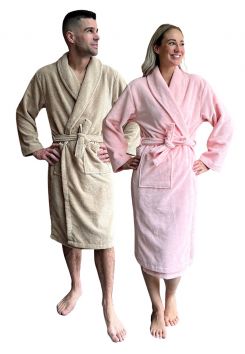 Luxe hotelbadjas katoen/fleece – 2 kleuren - Relax Company