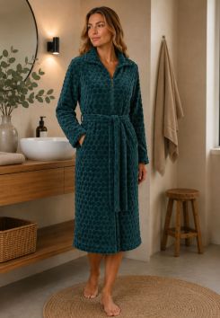 Badjas dames ritssluiting - groen - Pastunette