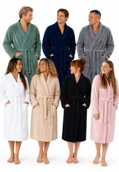 Fleece badjassen met sjaalkraag - unisex - Relax Company (8 kleuren)