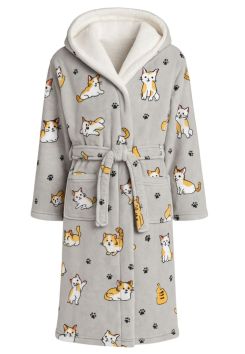 Badjas katten met capuchon – fleece – luxe voering - Badrock