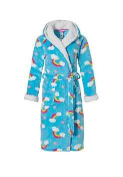 Capuchon kinderbadjas met regenboogprint - Rebelle
