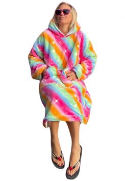 Rainbow snuggie fleece met hoodie - Badrock