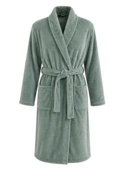 Fleece badjas groen unisex - sjaalkraag - Relax Company