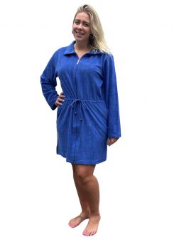 Zomerbadjas dames met rits – blauw 