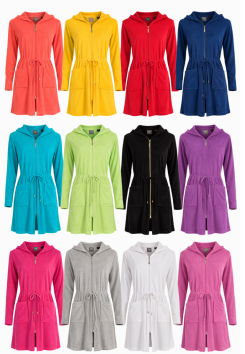 Damesbadjas met rits / met borduring - dun katoen