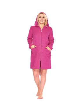 Badjas met rits roze - capuchon badjas - 90 cm