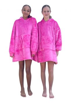 Roze kindersnuggie fleece met hoodie