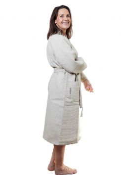 Wafel kimono badjas zand - katoen - Badrock SPA