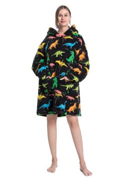Snuggie fleece met hoodie – dino
