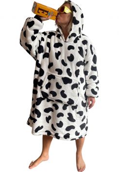Koeienprint snuggie fleece met hoodie - Badrock