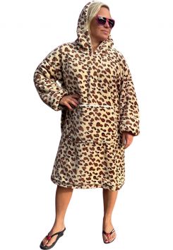 Panterprint snuggie met capuchon – fleece poncho