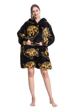 Snuggie fleece met hoodie – tijgerkop