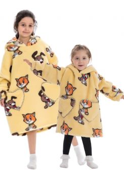 Kindersnuggie fleece met hoodie – hond & kat
