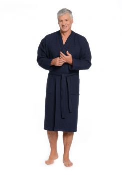 blauwe kimono wafelstructuur