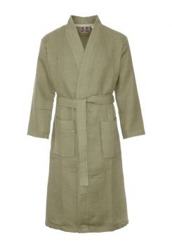 Wafel kimono badjas groen - katoen - Badrock SPA