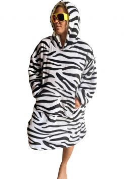 Zebraprint snuggie fleece met hoodie - Badrock